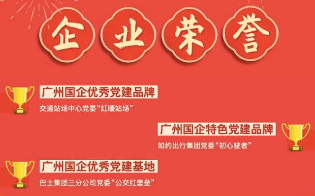 廣州公交集團黨建“兩品牌一陣地”榮獲廣州國資系統(tǒng)榮譽